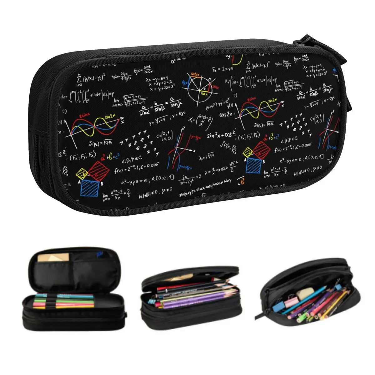 Geek Physics Equations Pencil Case for Girl Boy Large Storage Math Science Teacher Geometric Gift Pencil Box School Accessories