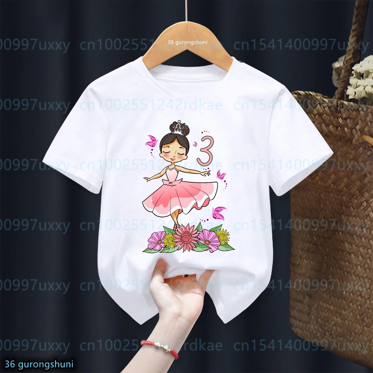 

Ballerina 1-8rd Birthday Outfit - Three Year Old Cute Ballet Girls Tshirt Birthday Gift Clothing Tshirt Cute Kids Tshirt Tops