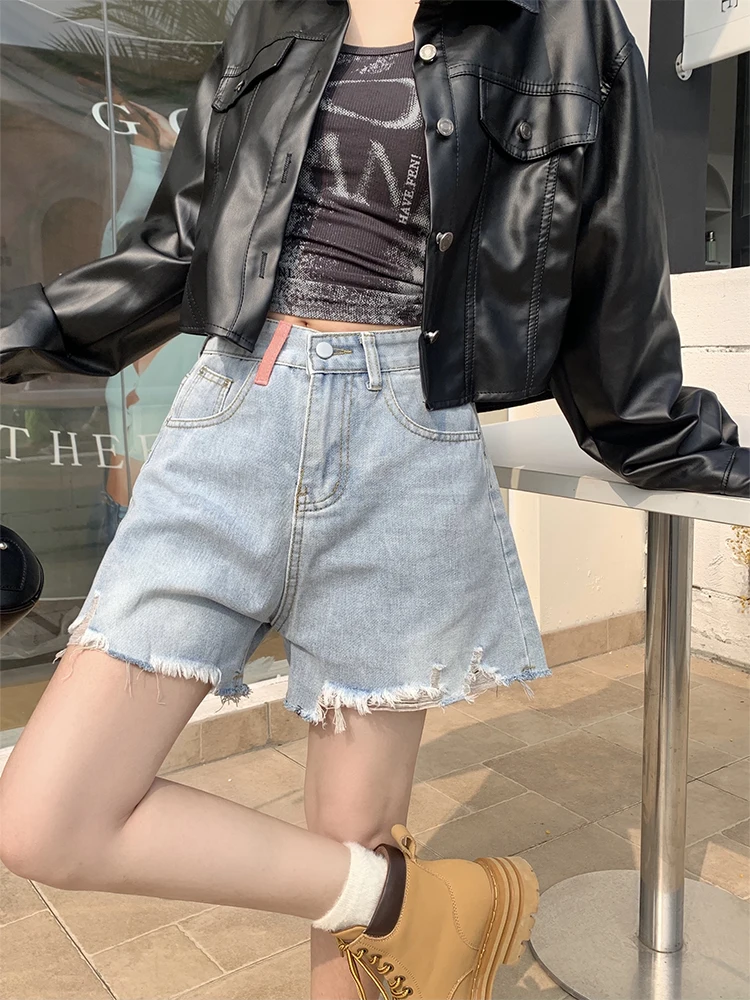 Vrouwen Knielengte Denim Shorts Mode Y 2K Streetwear Vintage Hoge Taille Mini Jeans Shorts Harajuku Koreaanse Zomer 2000S Kleding