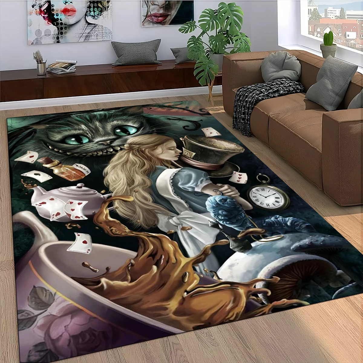 2025 New Cheshire Cat Alice Cartoon Disney Carpet Rug for Bedroom Living Room Home Sofa Decoration,Children Game Decor Floor Mat