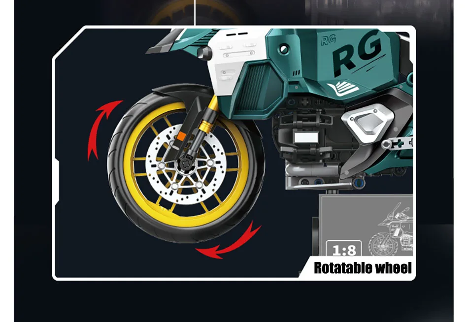 Technisches 831-teiliges 1/8 Maßstab R1300 Touring Motorrad Modellbausatz MOC City GS Motorrad Spielzeug Geschenke für Jungen – Detail 8