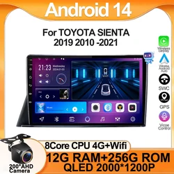 Car Radio Android 14 For TOYOTA SIENTA 2019 2010 -2021 Multimedia Wireless Carplay QLED Screen DSP 5G Navigation  GPS Wifi
