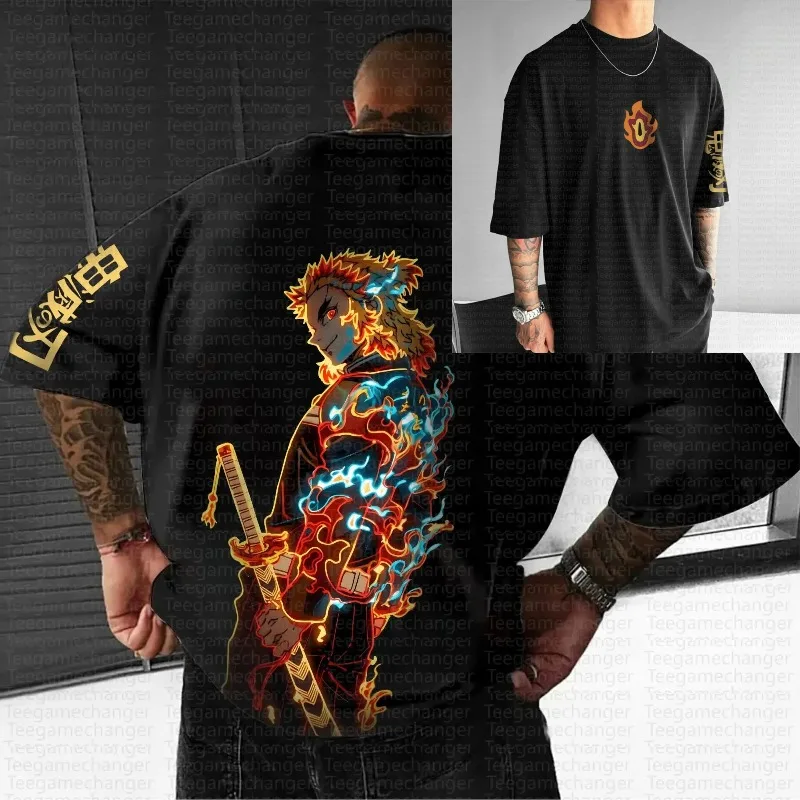 Demon Slayer 2026 New Hot Teegamechanger Kimetsu No Yaiba Anime Graphic Print T Shirts for Men 2025 Summer Cotton Tees