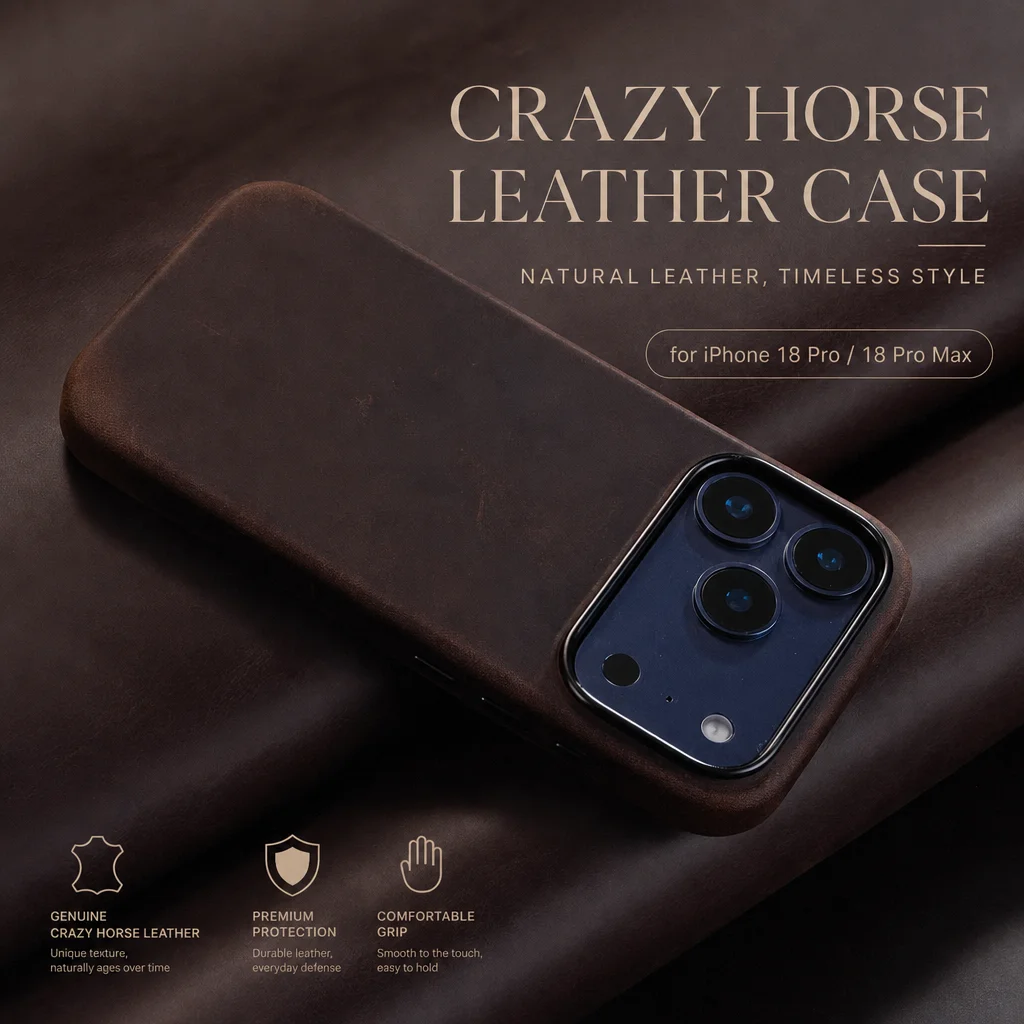 Włoskie etui z prawdziwej skóry Crazy Horse do iPhone 16 15 17 18 Pro Max, magnetyczne etui z naturalnej skóry z funkcją MagSafe. — zdjęcie produktu 7