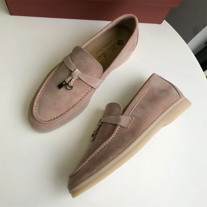 

Casual Suede Women's Slip-On Loafers Flat Bottom Comfortable Fashion Single Shoes Leisure Bean Bean Shoes British Style