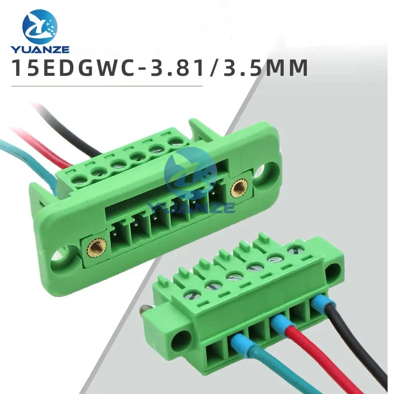 5sets 3.81mm Terminal Block Through-wall Welding-free Plug-in Type 2P/3P/4P/5P/6P/8P/10P/12P/16P 3.81mm with Flange Fixed Panel