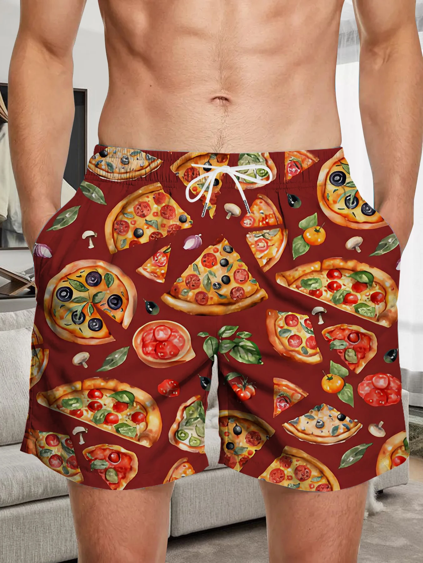 

Allover Digital Printing Board Shorts Men Quick Dry Polyester Casual Daily Shorts