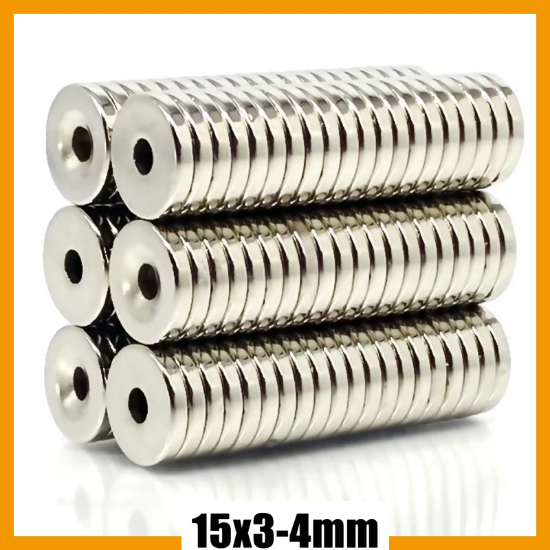 15x3-4 15x3-5mm 5/10/20/50/100/200pcs Strong Ring Round Neodymium Magnet Permanent Magnets 15*3 Hole4 Craft DIY Fridge Office