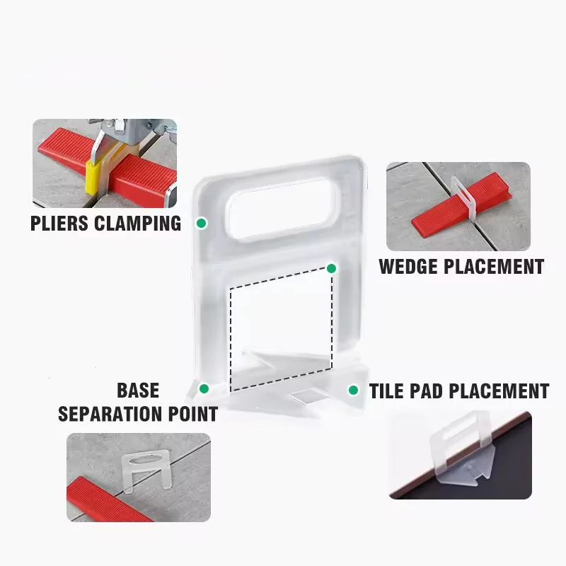 High Quality Tile Leveling Spacer Clips Wedges 100pcs Factory Direct Ceramic Porcelain Tile Accessories 1.5mm