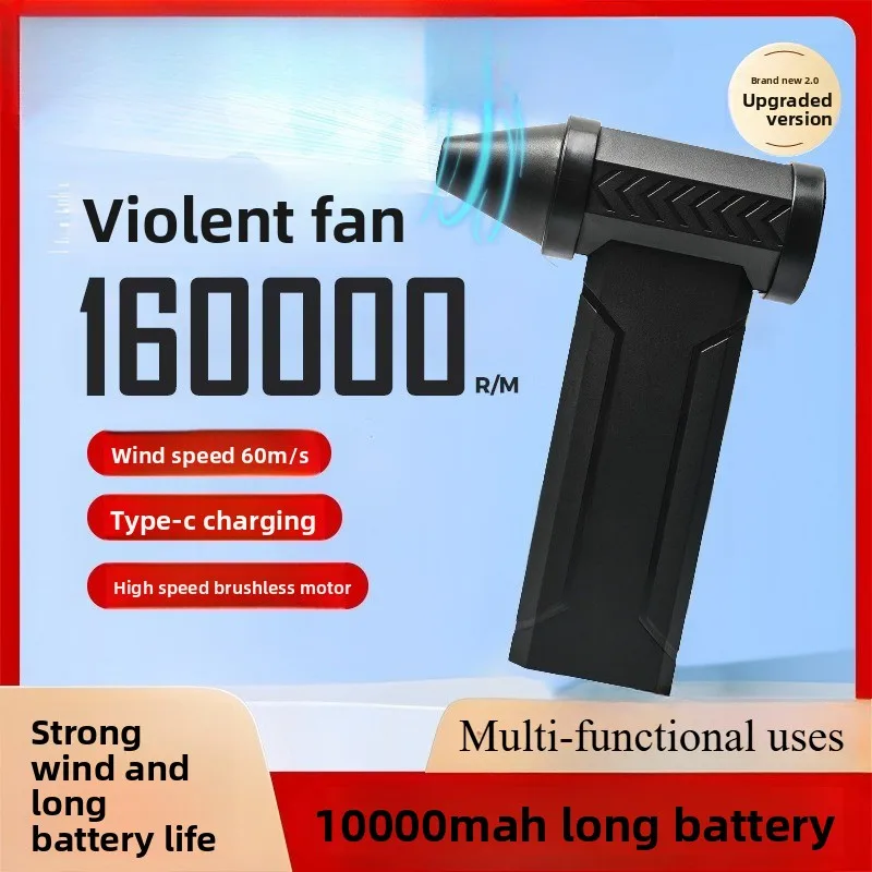 

160000RPM Brushless Motor Air Blower - 60M/S Wind Speed, 400g Downforce & 10000mAh Battery TYPE-C/DC Charging