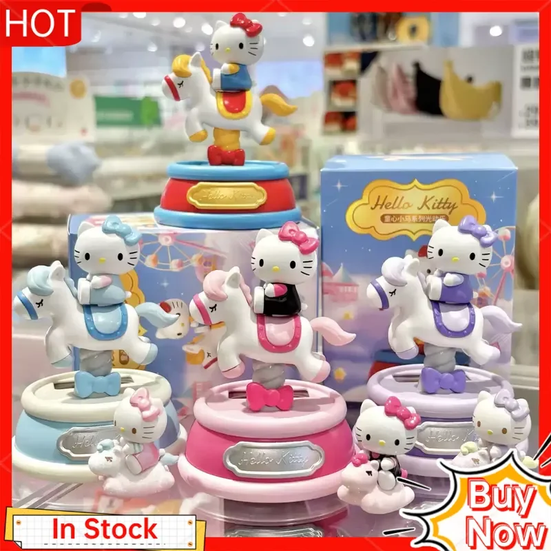 

Hello Kitty Carousel Childlike Pony Solar Powered Blind Box Cute Collectible Figurine Desk Decor Gift for Girls Kids