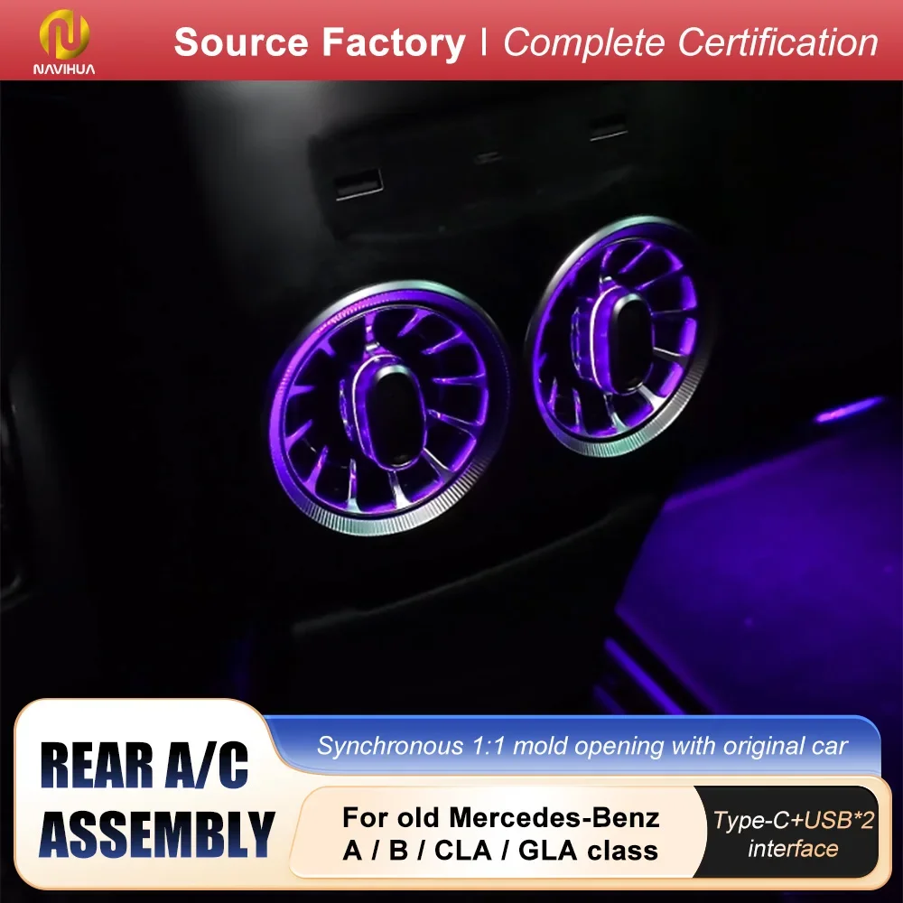 

Upgrade Kit 64 Color LED Rear Air Vent For Mercedes Benz A-class W176 B-class W246 CLA C117 GLA X156 Rear Air Outlet Assembly