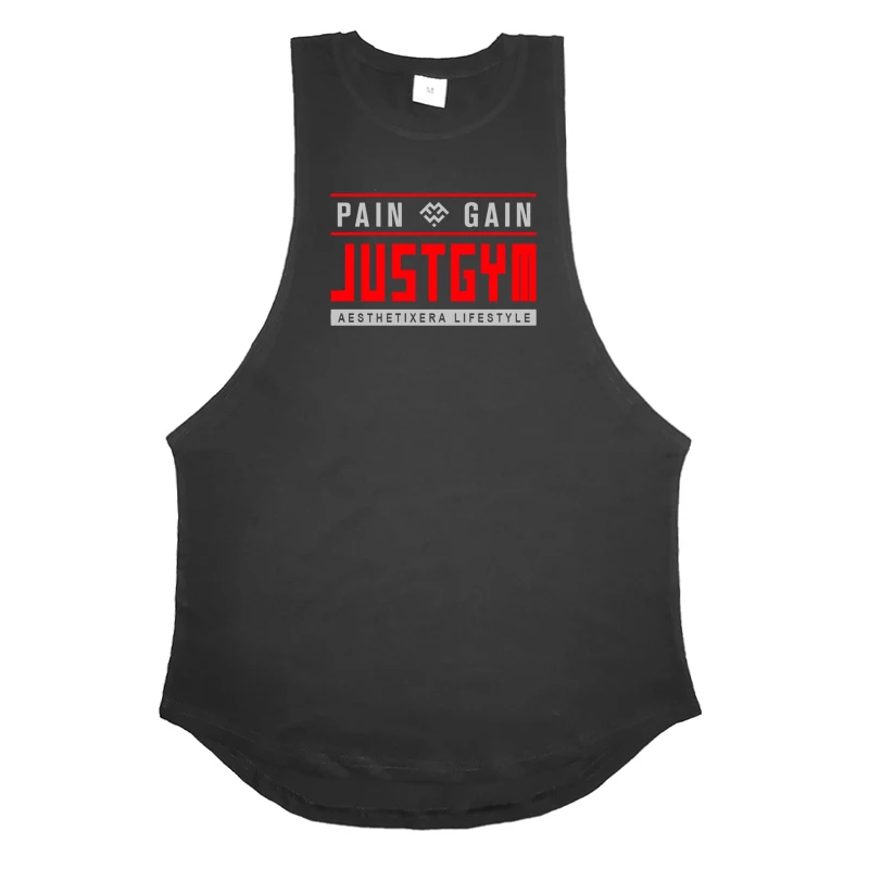 Gym Sport Loose Tank Tops Summer Cotton Running Singlets Mens Fitness Muscle Sleeveless T-shirts Bodybuilding Stringer Clothing