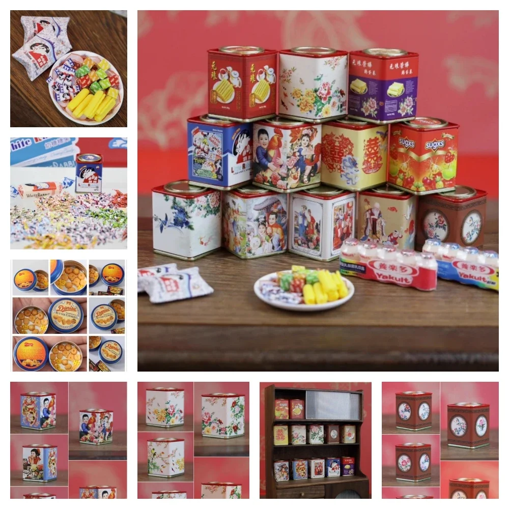 

6-12 Points DollHouse Mini Kitchen Milk Candy Alloy Cookie Jar Vintage Piggy Bank Blythe Large Blue Jar Cookie Model Bjd Toy R7