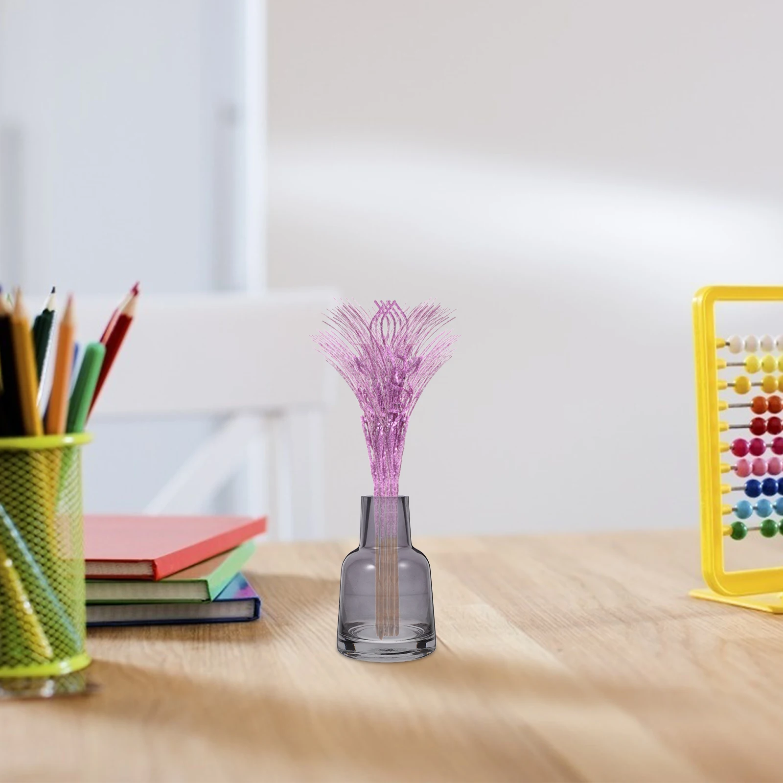 

Home Desktop Glass Flower Vase Bottle Brevicollis Smoky Grey Decorative Flower Glass Container for Office Decoration