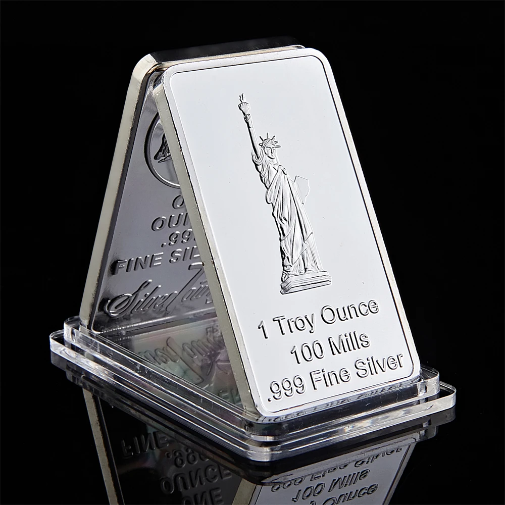 USA Eagle Statue of Liberty Commemorative Coins United State Rectangle Silver Souvenir Medallion Token Bar