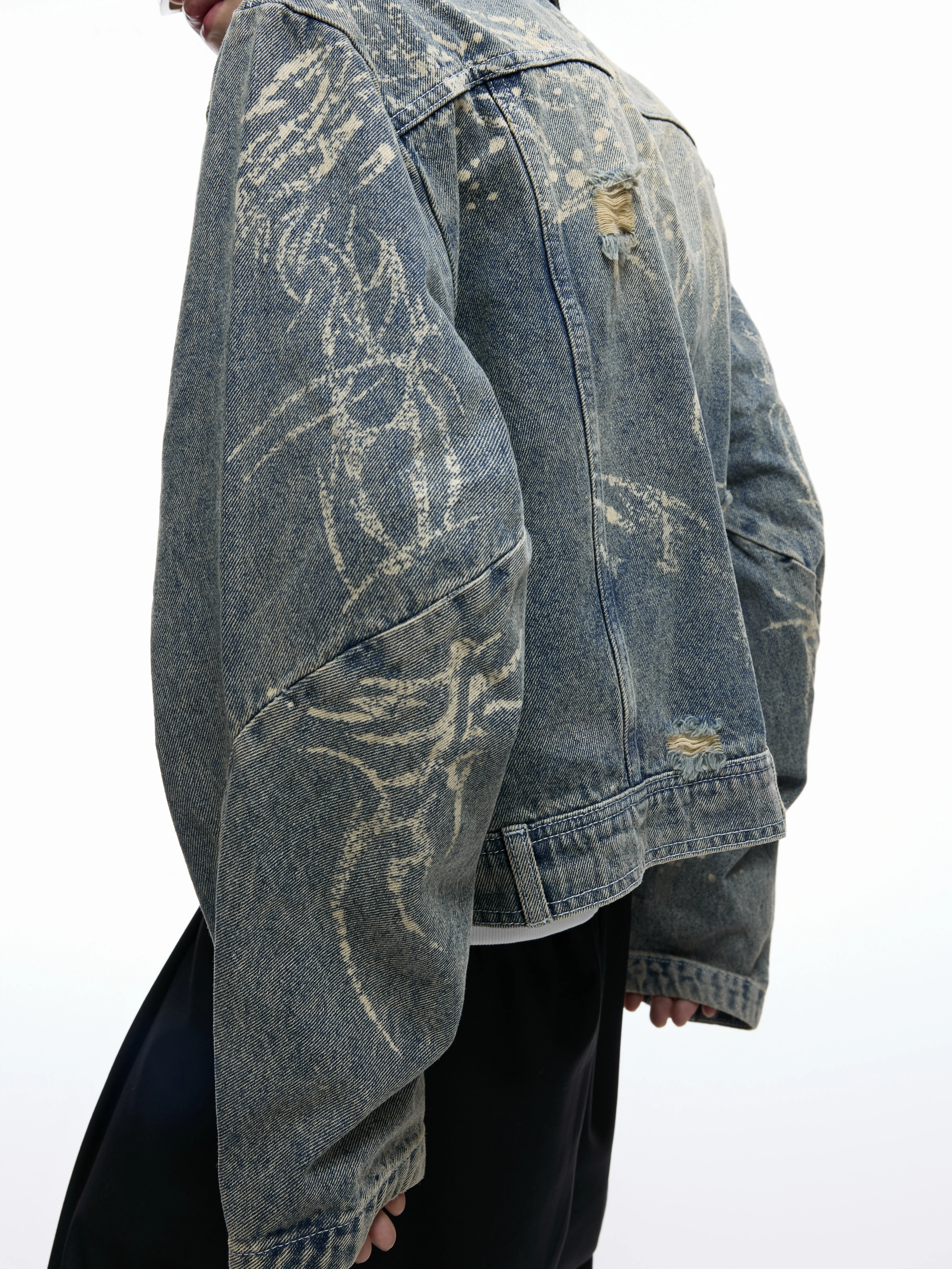 Male Hole Short Style Denim Jackets 2025 Men's Autumn New Loose Fit Jacket Handsome Long Sleeve Lapel Zipper Cotton Denim Coats