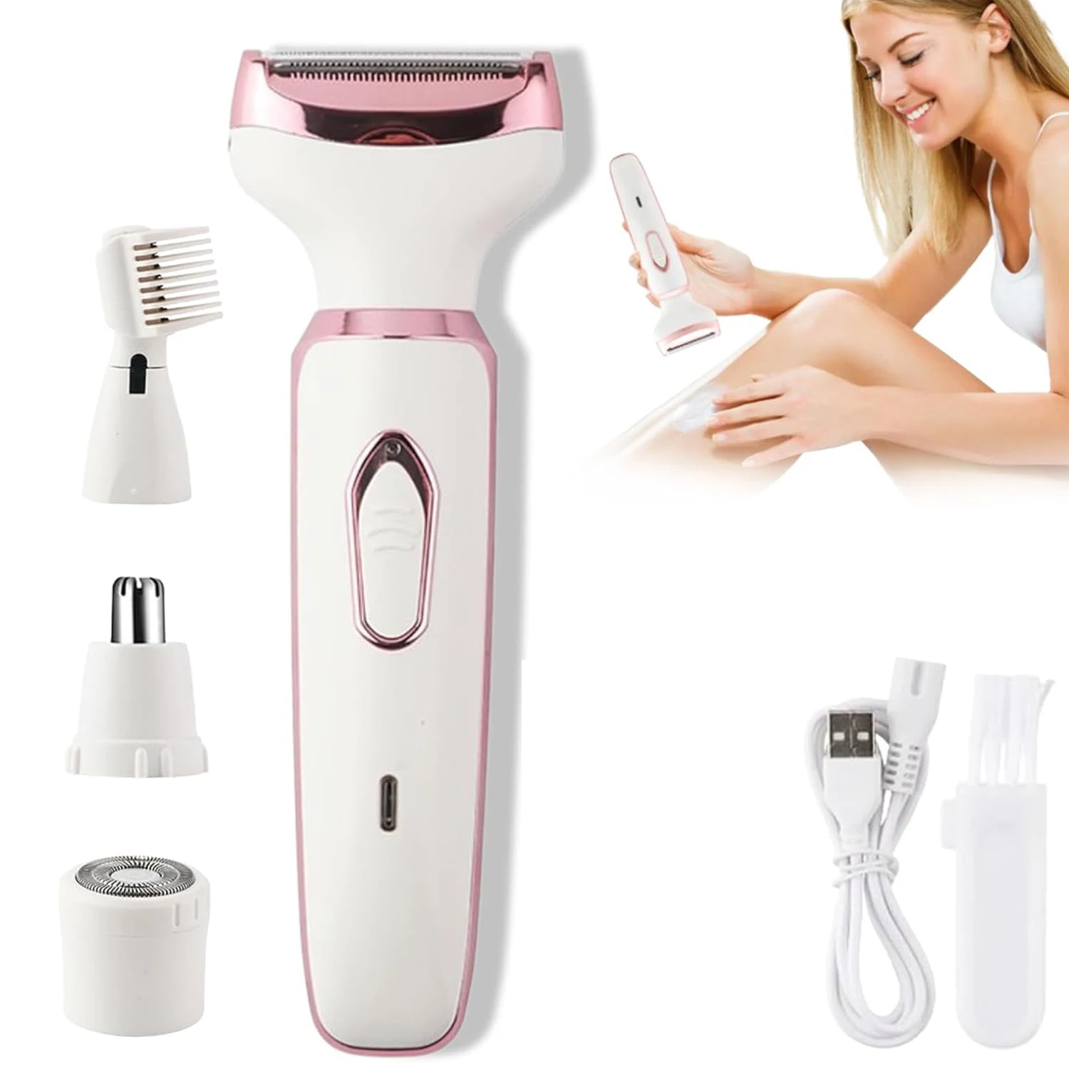 Women Electric Shavers Razors on Leg Armpit Epilator Nose Hair Remover Facial Body Bikini Eyebrow Beard Mustache Women Trimmer