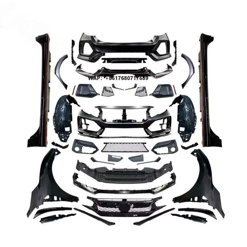 Hot Selling Type R Design Wide Body Kit Car Bumpers Side Skirts 2016-2021 for Sedan FC1 to FK8 Body Kit