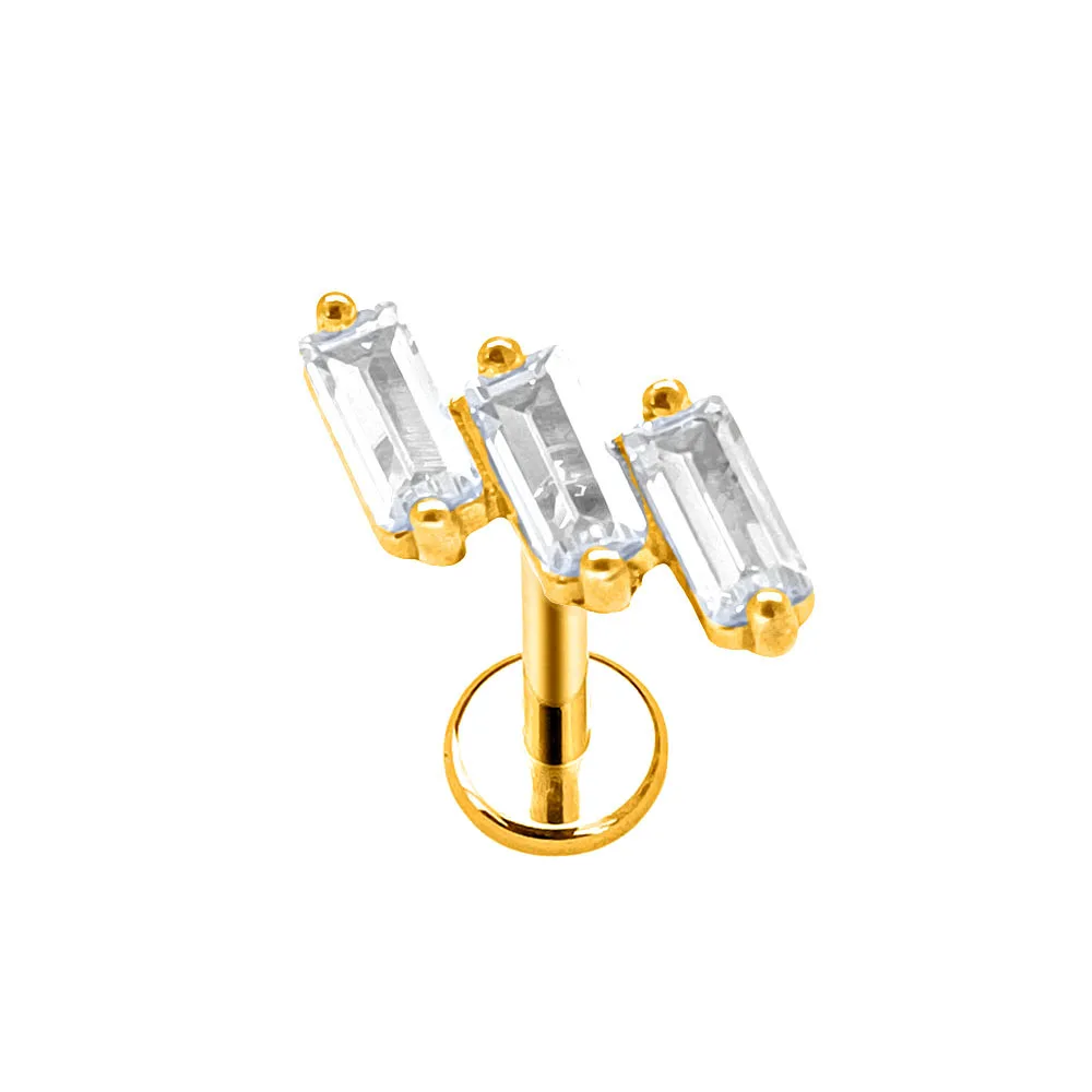 Flower Leaf Branch Petals Internal Thread Labret Piercing CZ Daith Conch Tragus Earring Lip Monroe Medusa Jewelry 16G
