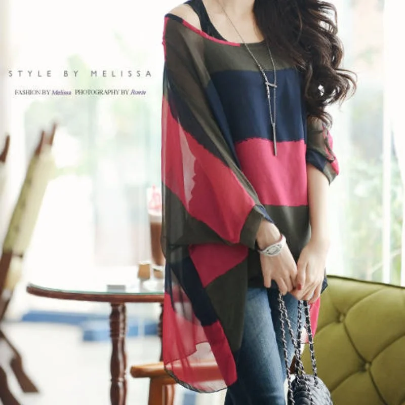 

Fashion Women's Bohemian Chiffon Shirt Seaside Vacation Sun Protection Clothing Bikini Cover-up