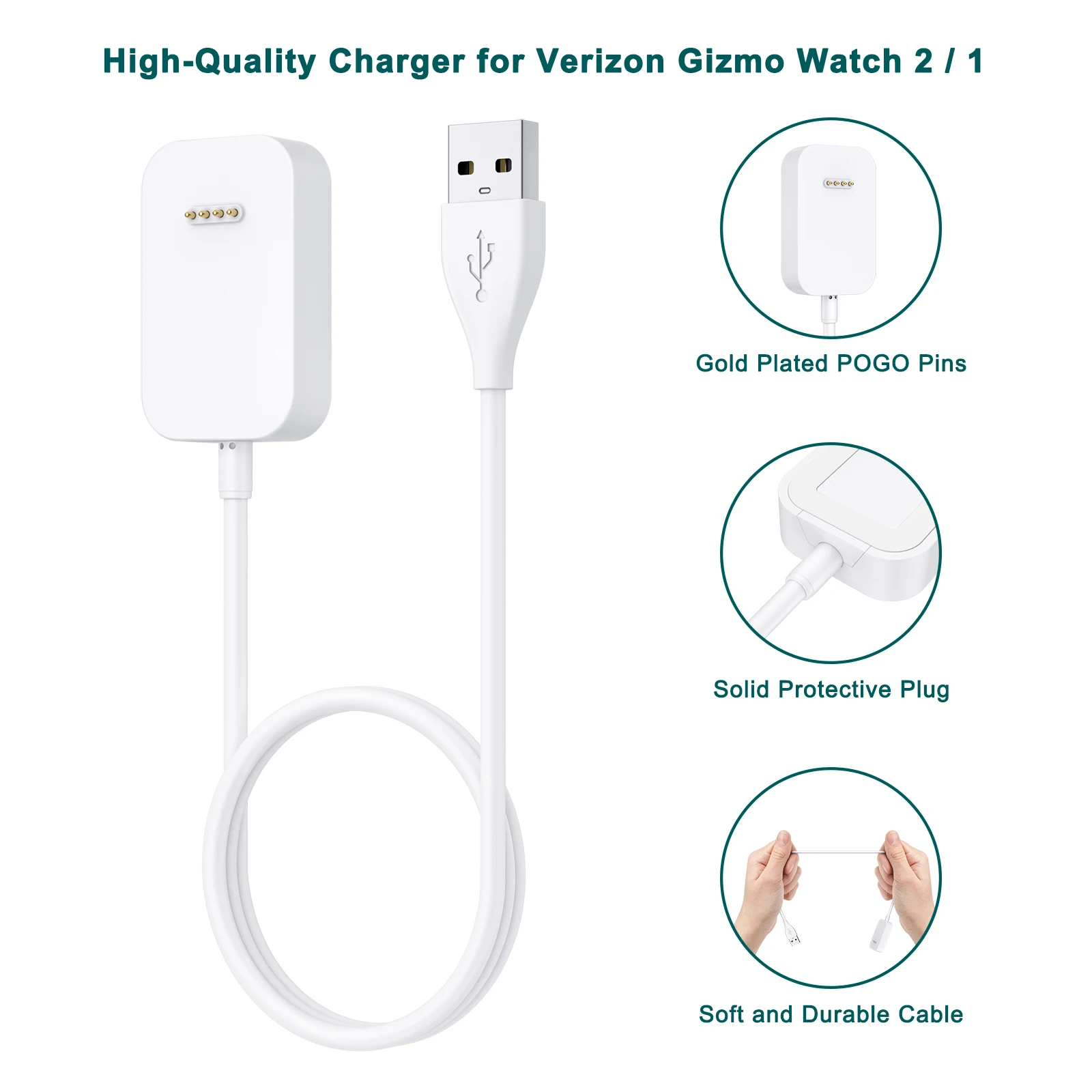 Charging Dock Compatible with Gizmo Watch 2 Charger with 5 Feet Cable For Verizon Gizmo Watch Charging Cable Cord Cradle Stand