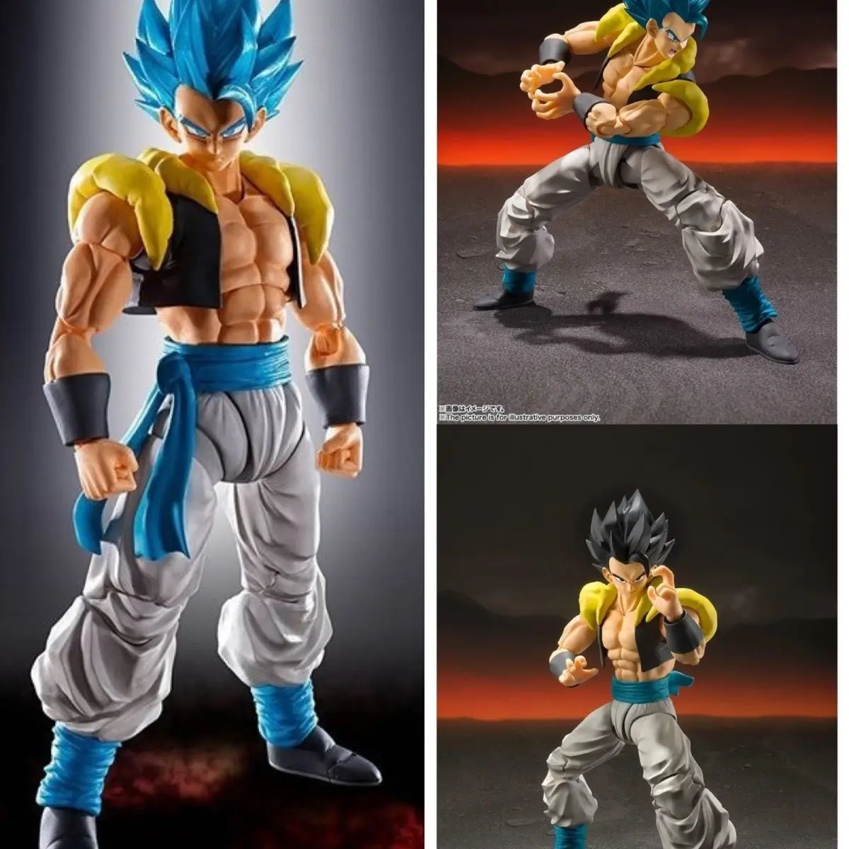 Dragon Ball Gogeta Actionfigur Super Saiyajin Gogeta Blaues Haar Anime Figur SHF Figuarts Modell PVC Statue Spielzeug Sammlung Geschenk