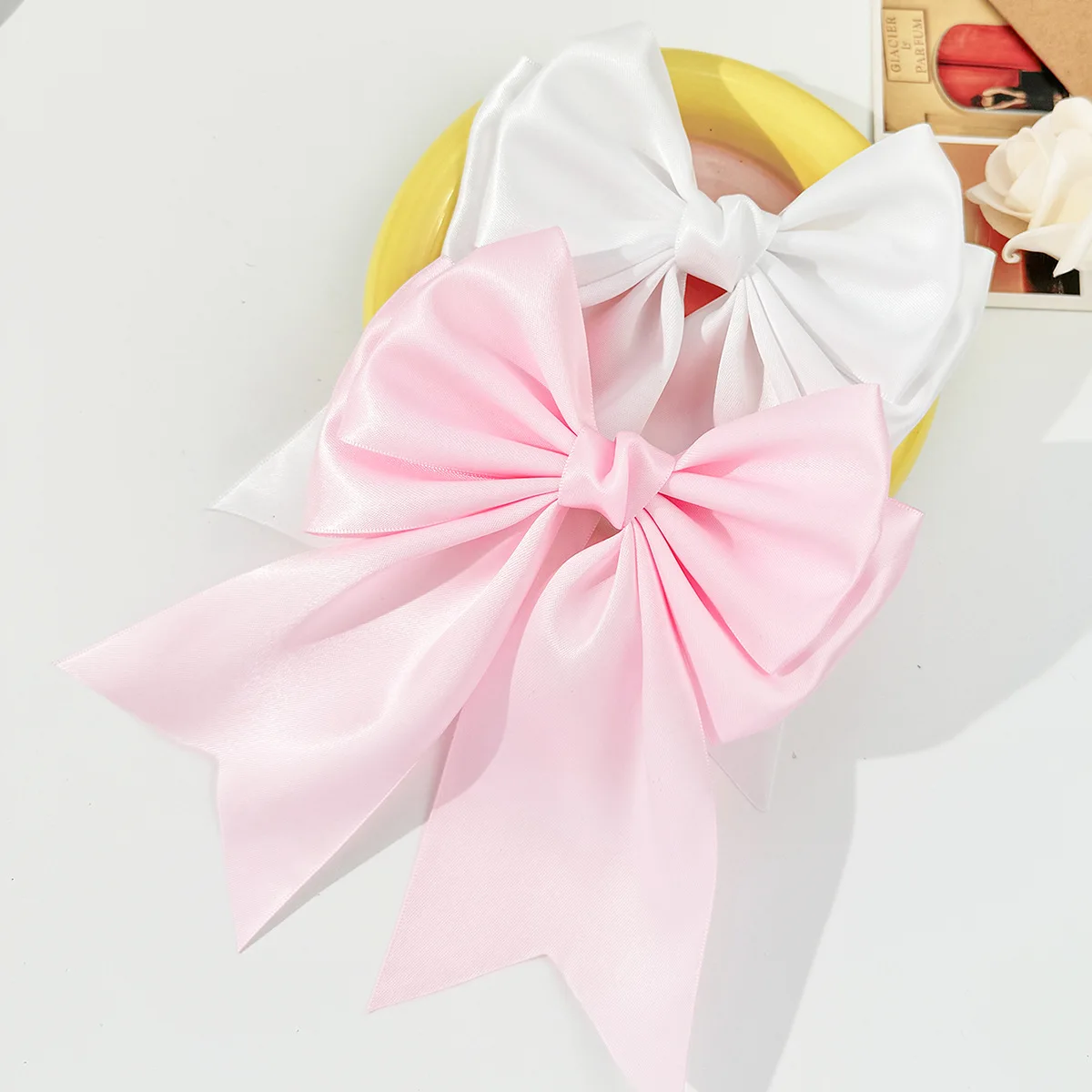 

Bulk 2024 New Cute 5" Satin Ribbon Bow Hair Clips Women Girls Long Tails Ribbon Bow Hairpin Barrettes for Kids Headwear