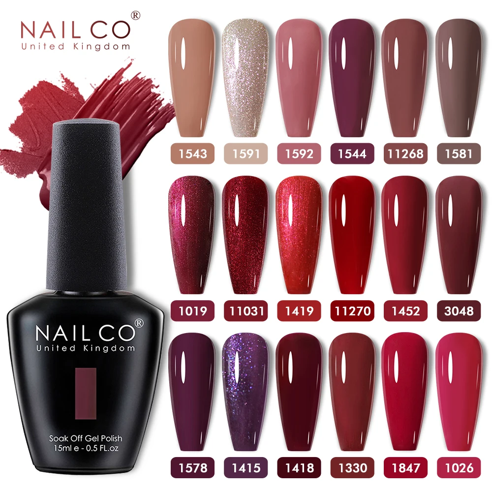 NAILCO 15ml Red Brown Color Gel Nail Polish Chocolate Nail Art Hybrid Nails Varnish Manicure Semi-permanent UV Winter Gel Polish