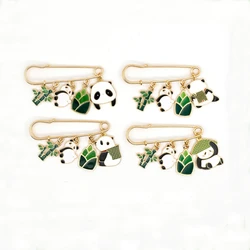 Cute animal brooch panda brooch, enamel bamboo panda brooch DIY clothing bag, hat, scarf jewelry accessories