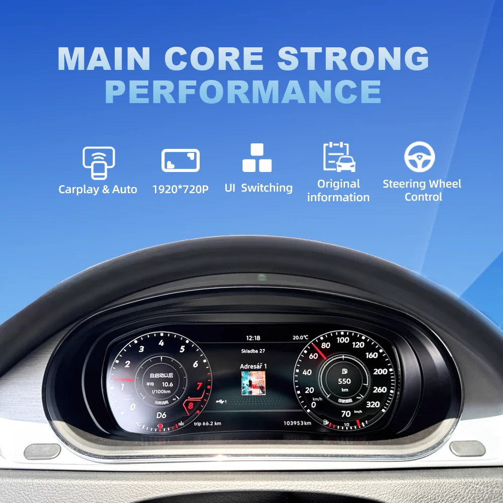 Linux LCD Dashboard For BMW Golf MK6 Passat B6 B7 Scirocco Jetta Passat Tiguan Car Speedometer Digital Instrument Cluster