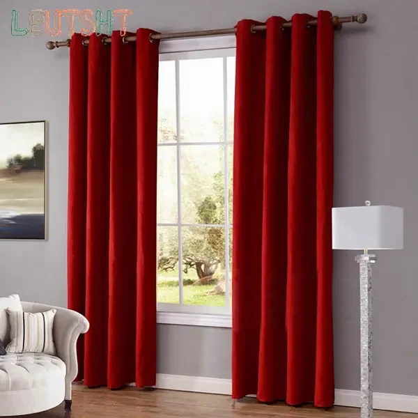 

Modern Curtains for Living Dining Room Bedroom Luxury Velvet Home Decor Solid Color French Window Pink Curtains Custom Made