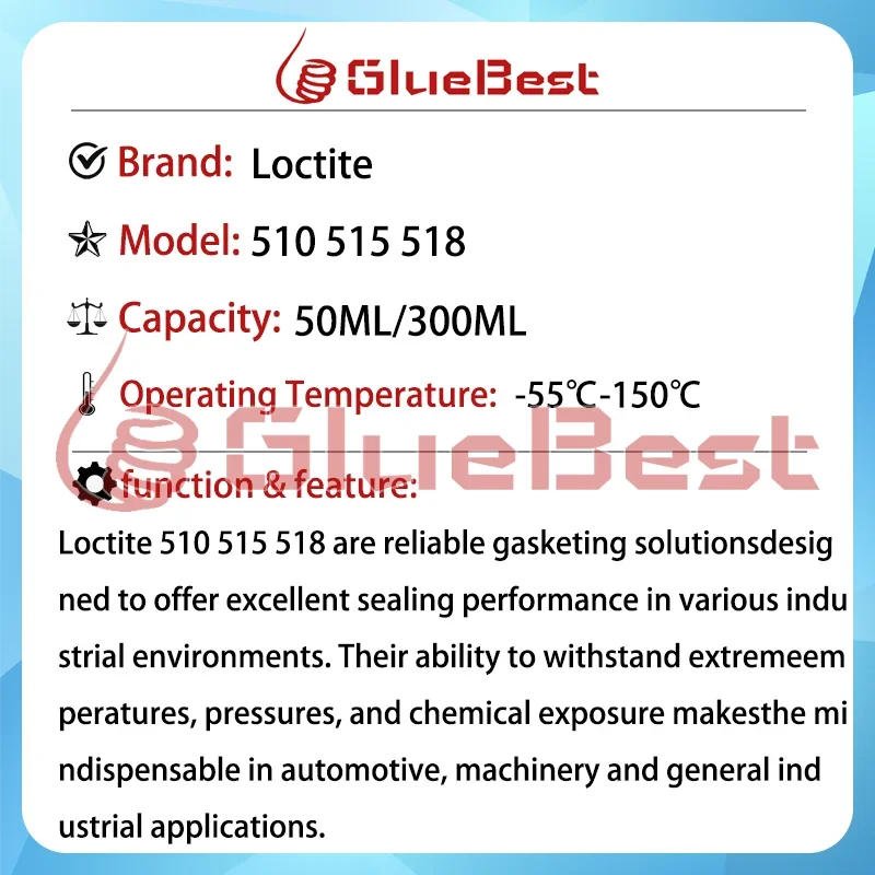 Loctite 510 515 518 High Temperature Resistant Flat Sealant To Replace Gaskets and Hardener for Rigid Flanges Original Product