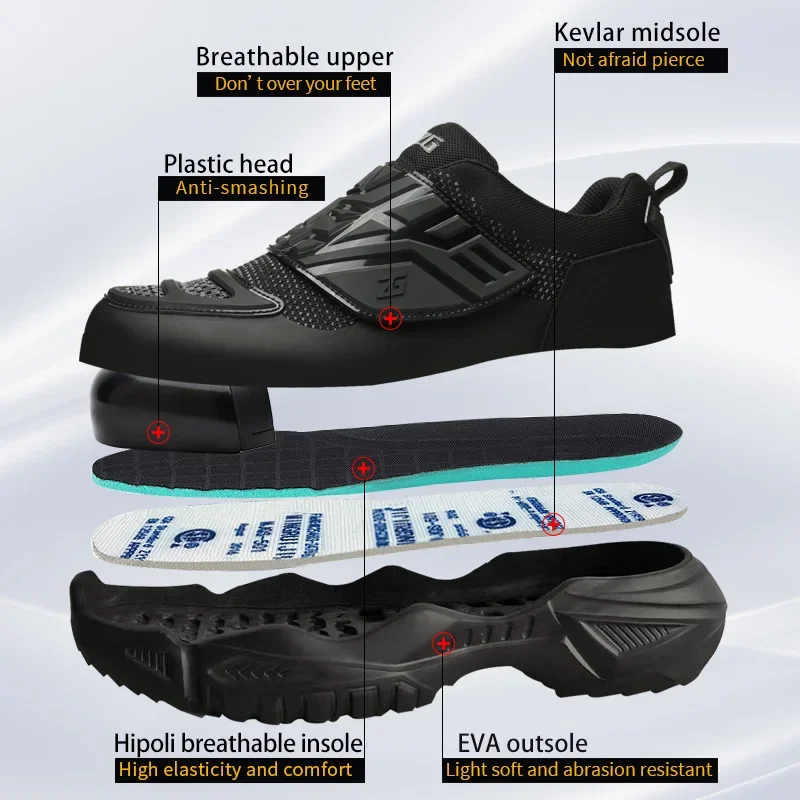 Black New 2024 Fashion Plastic Toe Safety Work Shoes Indestructible Insulation 6KV Labor Protective Boots Sneakers Male Footwear