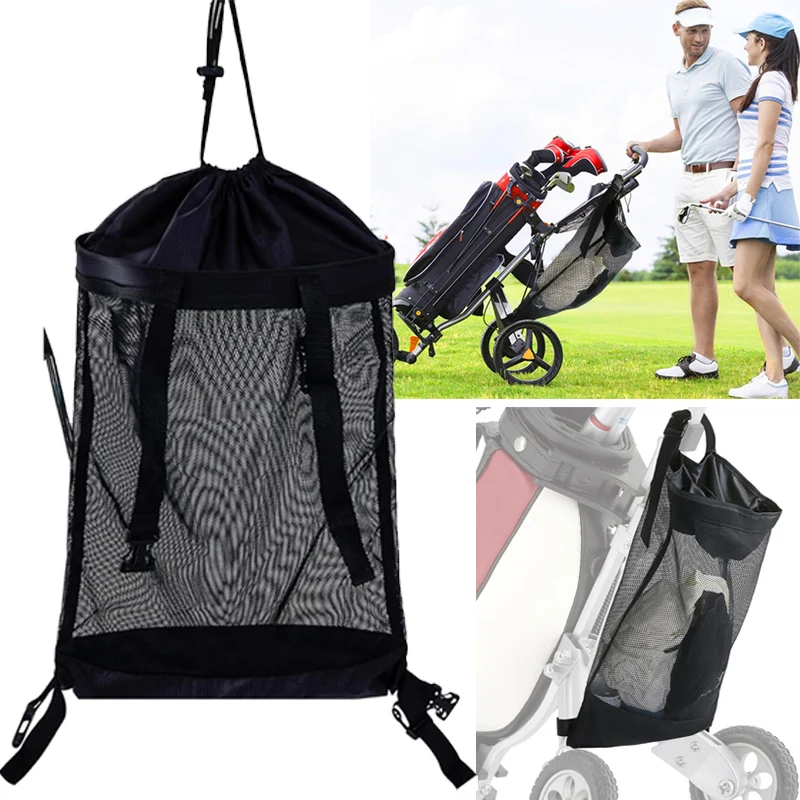 

Golf Cart Organizer Net Mesh Bag Foldable Storage Pouch for Push Cart Golfing Outdoor Easy to Install Versatile