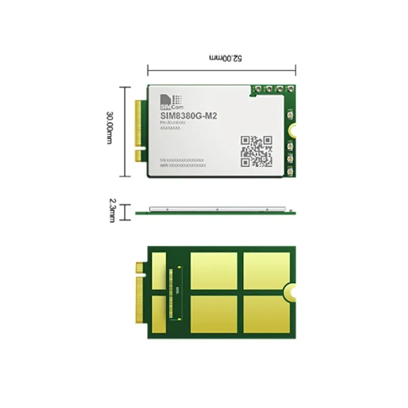 SIMCOM SIM8380G-M2 Multi-Band 5G NR/LTE-FDD/LTE-TDD/HSPA+ Module R16 NSA/SA Sub-6G mmWave Compatible with SIM8300G SIM8200X-M.2