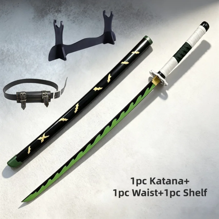 40inch Demon Slayer Shinazugawa Sanemi Katana Stand Set Anime Cosplay Prop Sword Ninja Knife Blade 1:1 Scale Plastic Toy Gift