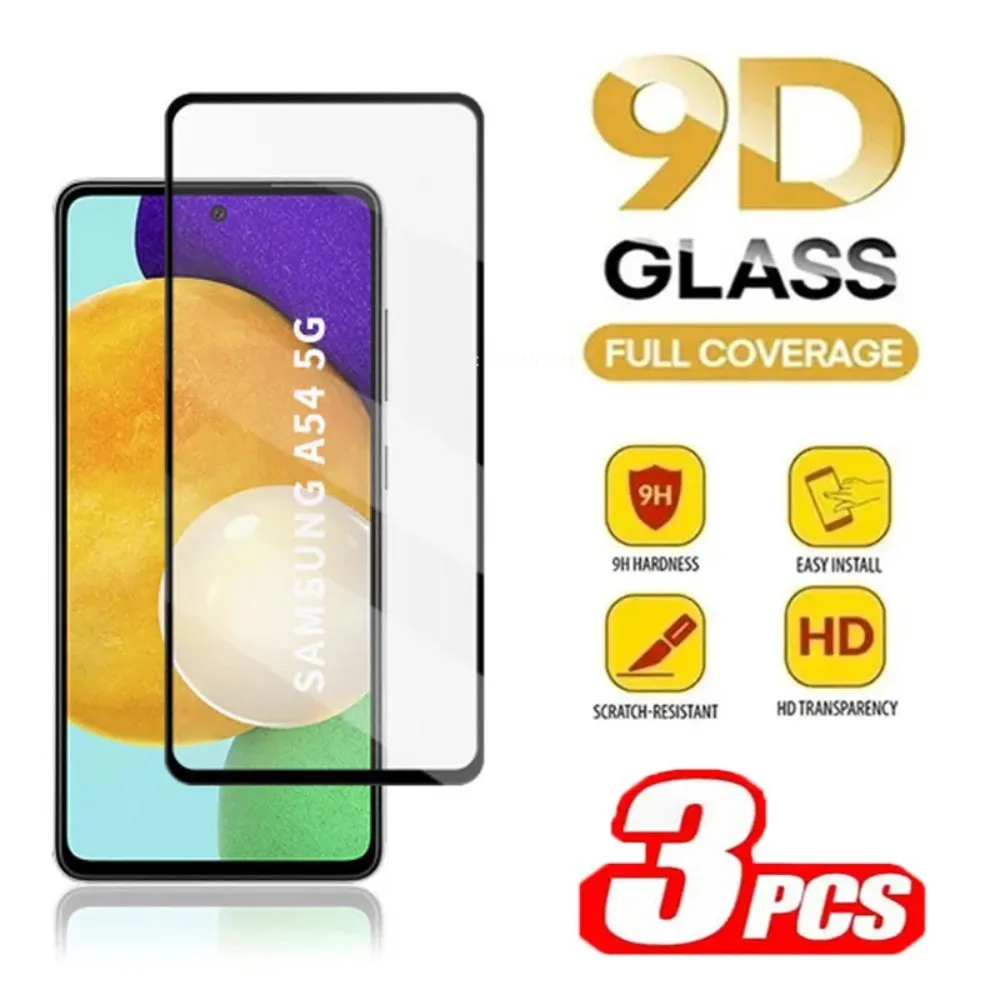 

3Pcs 9D Tempered Glass for Samsung A54 A53 A34 A22 A32 5G Screen Protectors for Samsung A72 A71 A70 A30 A50 A71 A73 A52S Glass