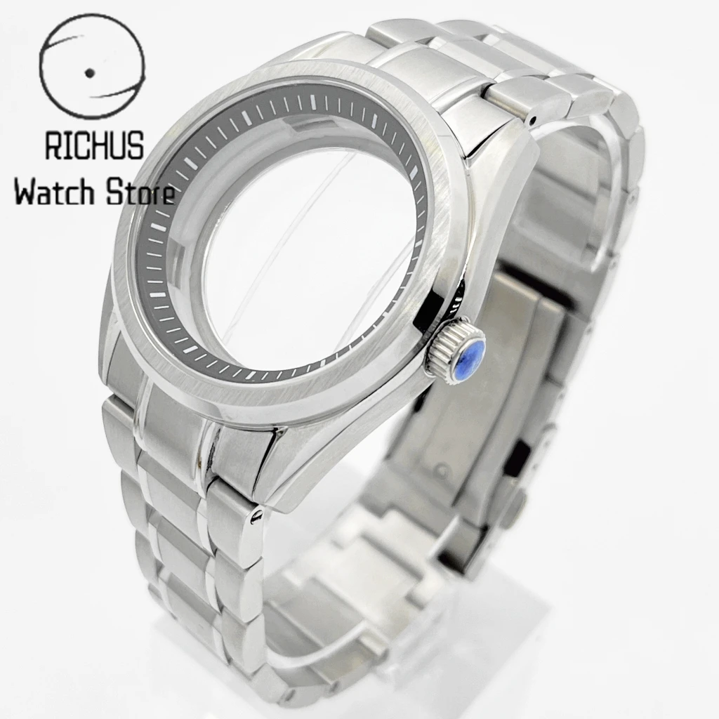 

NH35 40 мм сапфировое стекло серебряный корпус для часов с черным/белым/синим/оранжевым кольцом с главой подходит для NH35 NH36 аксессуары для часов с механизмом