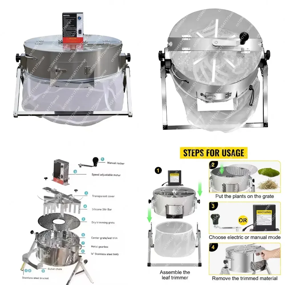 Hydroponic Grow Room Essential Wet Dry Trimming Bowl Type Dry Wet Flower Bud Cutting Machine for Indoor Garden Harvest Tool