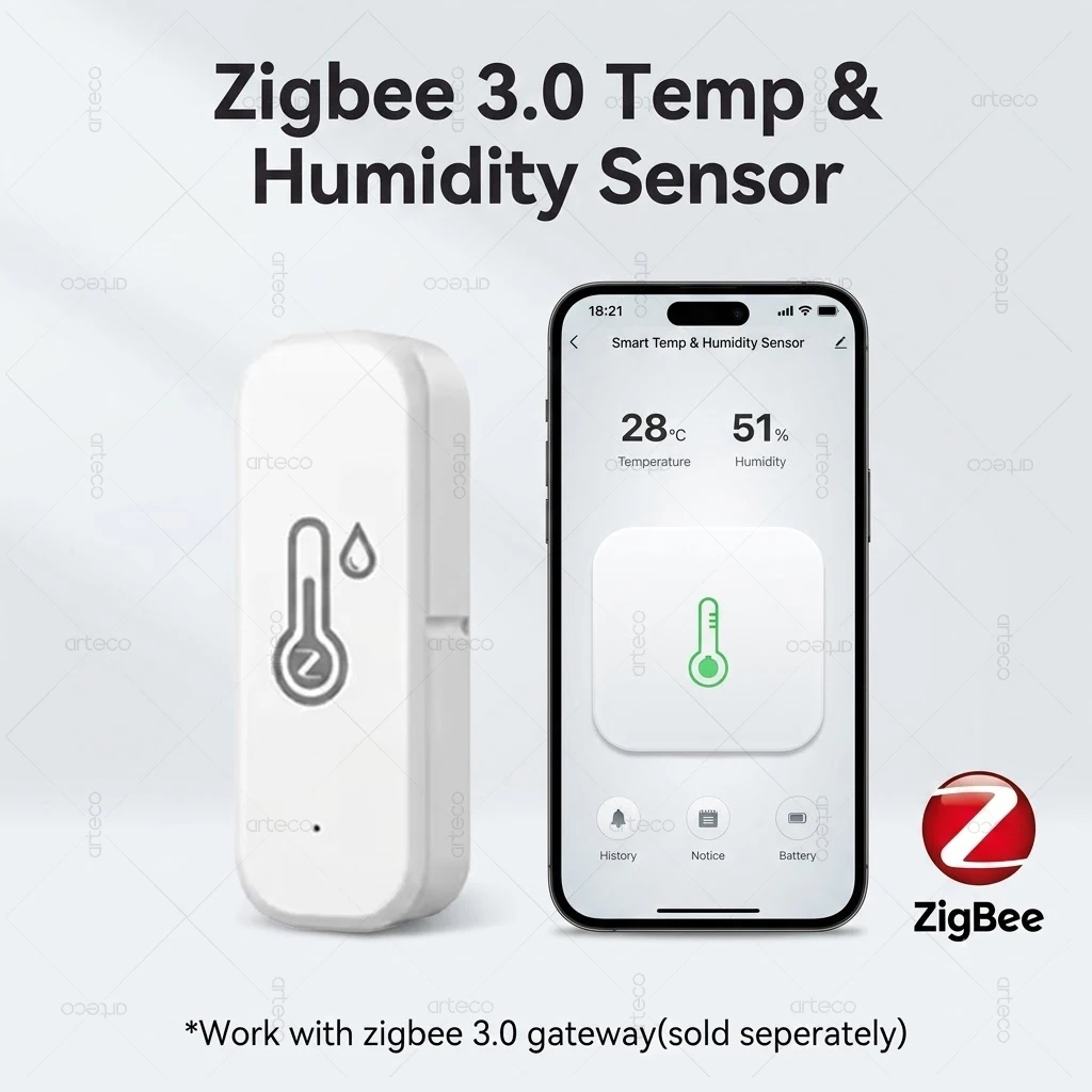 Smart ZigBee 3.0 Temperature Humidity Sensor APP Remote Monitor Indoor Thermometer Hygrometer Work With Zigbee2MQTT Need Gateway