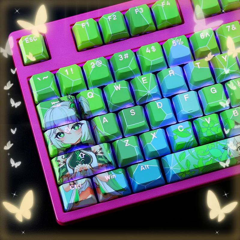 108 Keys Genshin Impact Nahida Keycaps Games Anime Keycap Cherry Profile PBT Dye Sublimation Mechanical Keyboard For MX Switch