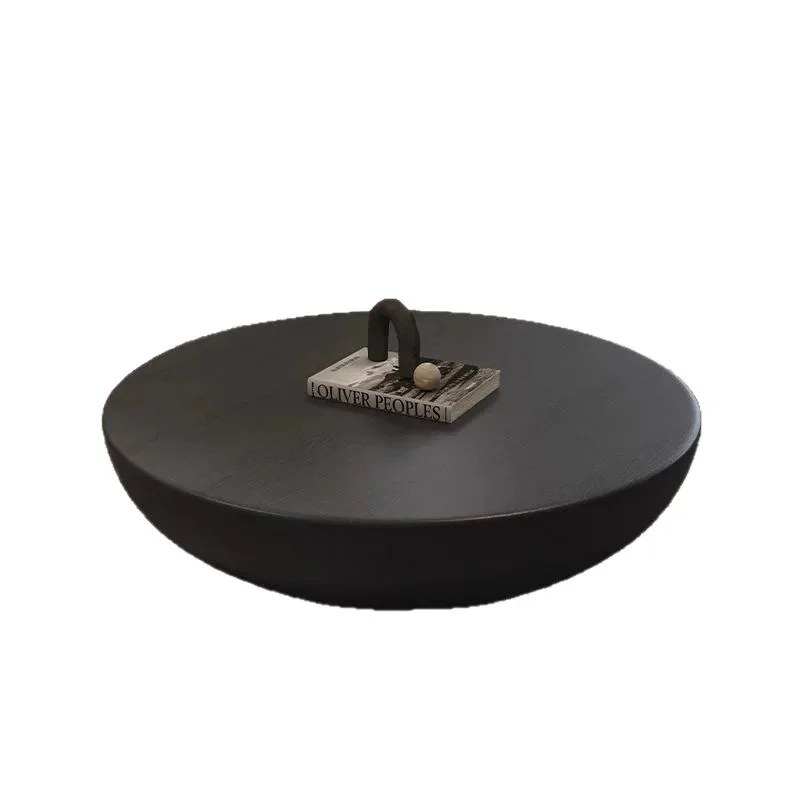 

Italian modern small apartment coffee table cream rock slab light luxury round new simple high-end household living room