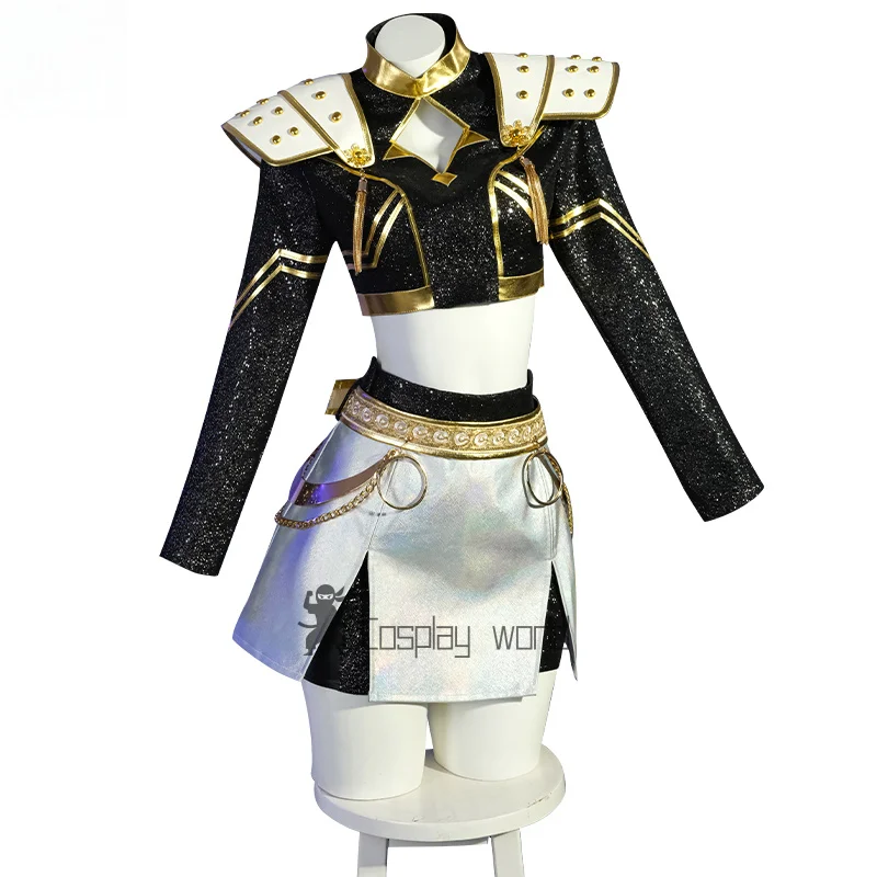 

Zoey KPop Demon Hunters Косплей Сценический Костюм Женский Черный Золотой Костюм Хэллоуин Аниме Игра Вечеринка Ролевая Игра Наряд