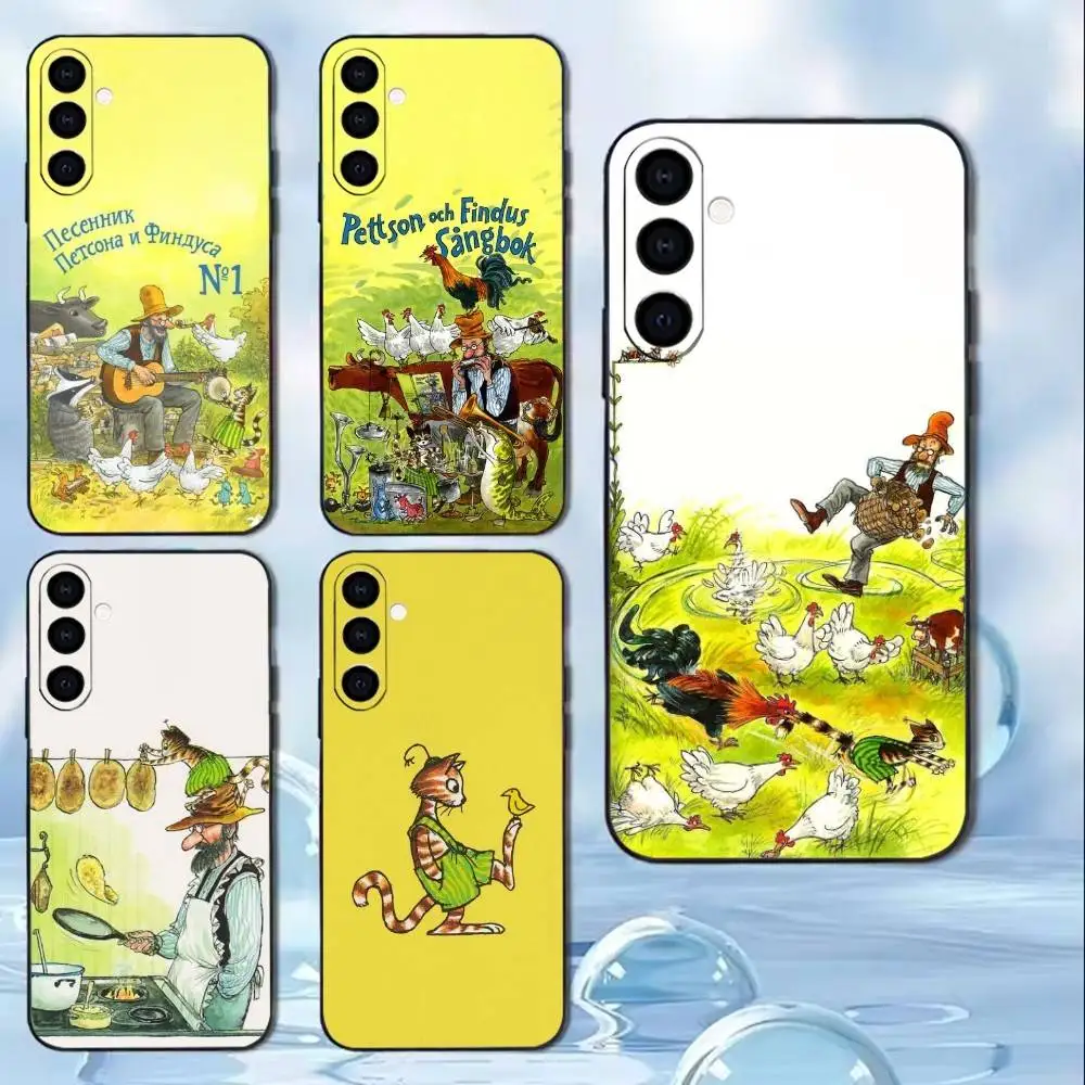 

P-Pettson Und Findus Phone Case For Samsung GalaxyA13,21s,22,31,32,52,53,71,72,73,Soft Black Cover