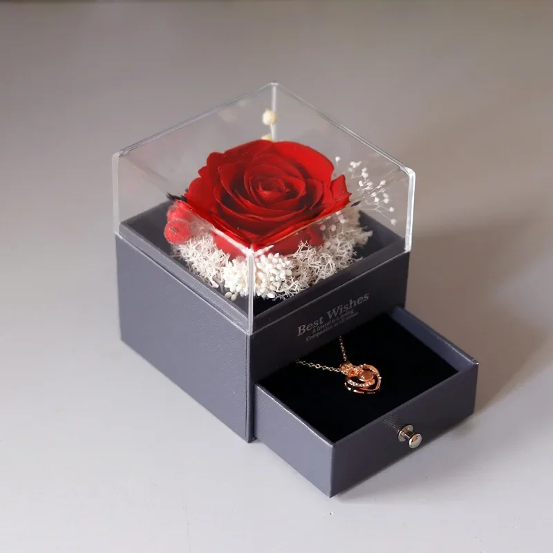 Forever Rose Gift Valentine's Day Send Girlfriend Jewelry Box Real Flower Making Mother's Christmas Gift Festival Party Supplies