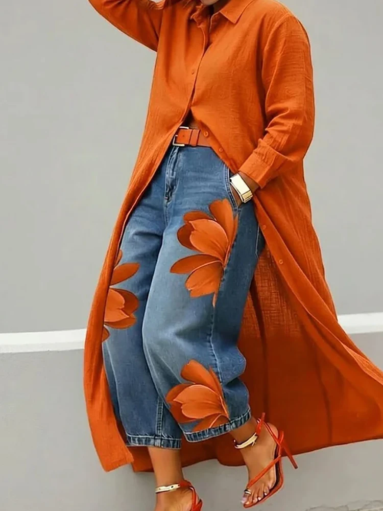 Damen Freizeitkleid mit Langen Ärmeln und Knöpfen, Frühling Sommer Einfarbiges Patchwork Maxikleid mit Umlegekragen, Elegantes Damen-Hemdblusenkleid
