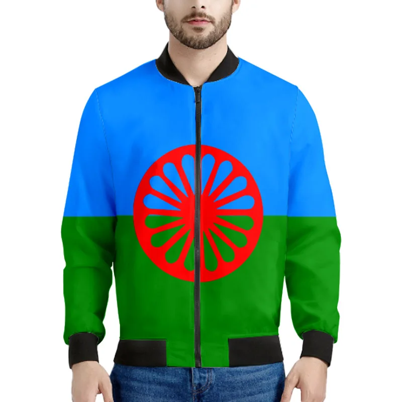 Rom Gypsy Youth Zipper Jacket Custom Made Name Number Logo Text Coats Flag Of The Romani People Print Photo Clothes