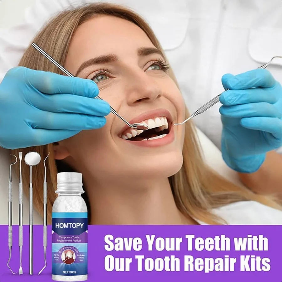Tooth Provisional Teeth Kit DIY Heat Fit Beads for Replacing Missing Broken Teeth Provisional Restoration Denture Replacement