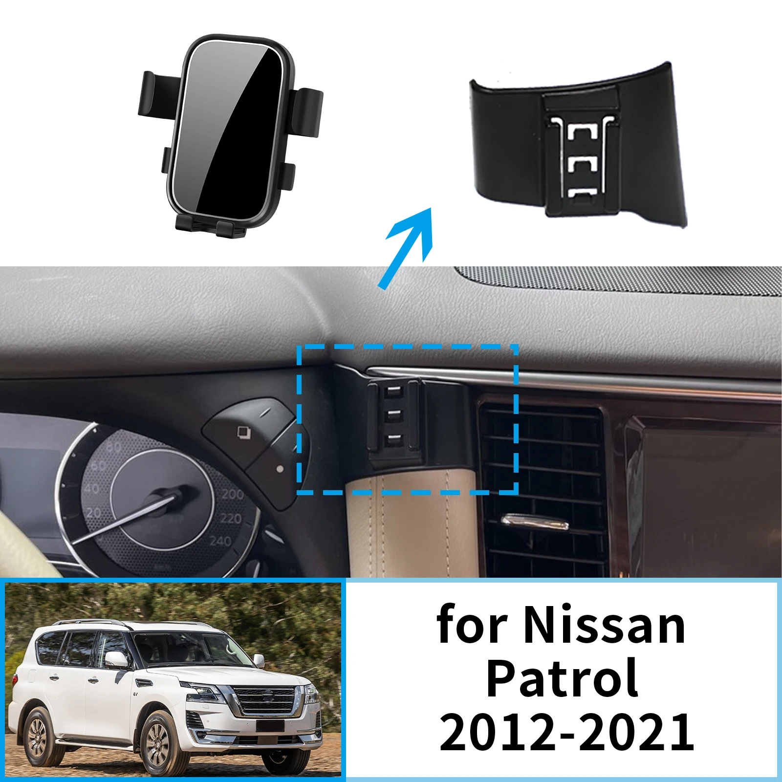 

for Nissan Patrol Y62 2012-2015 2016-2018 2019 2020 2021 Car Mobile Phone Holder Stand Auto GPS Bracket Navigation Accessories